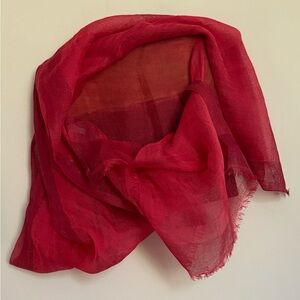 Loro Piana Red Linen Silk Blend Wrap/Scarf - 80 x 56 inches